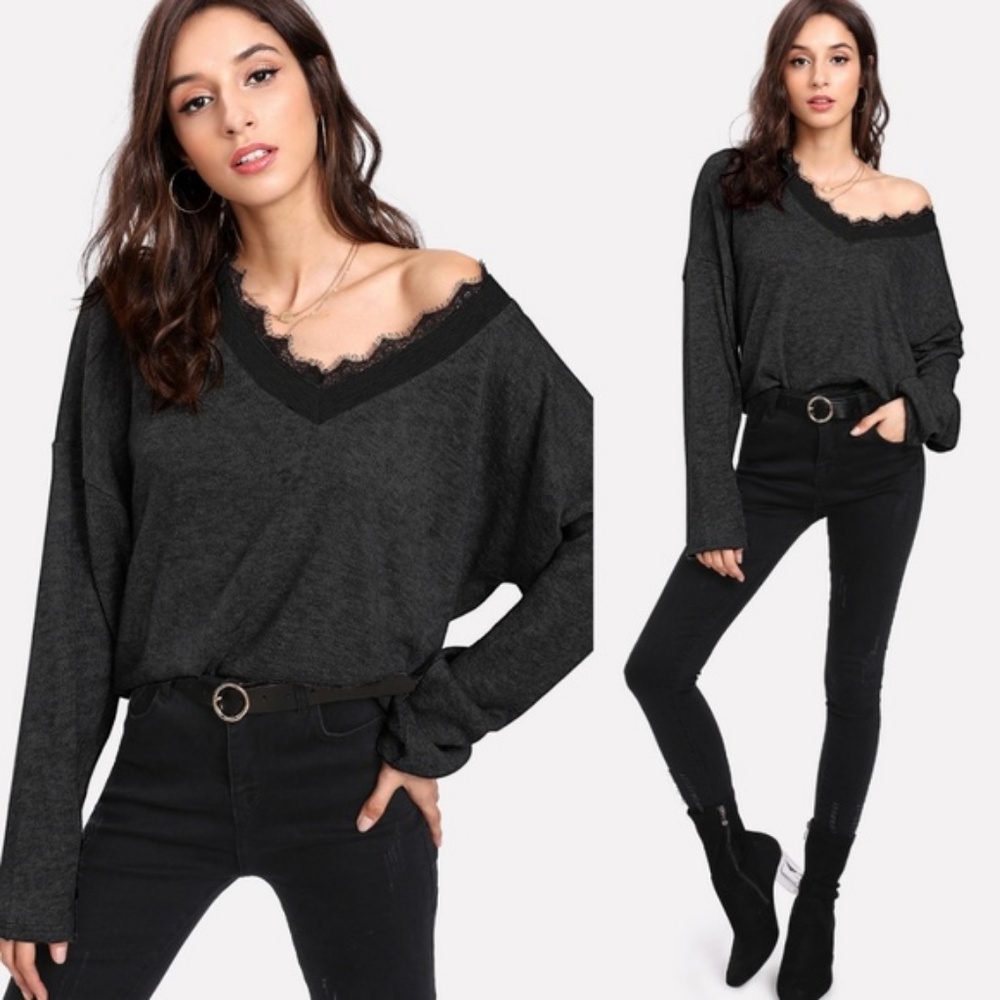Throwback Lace V-Neck Top